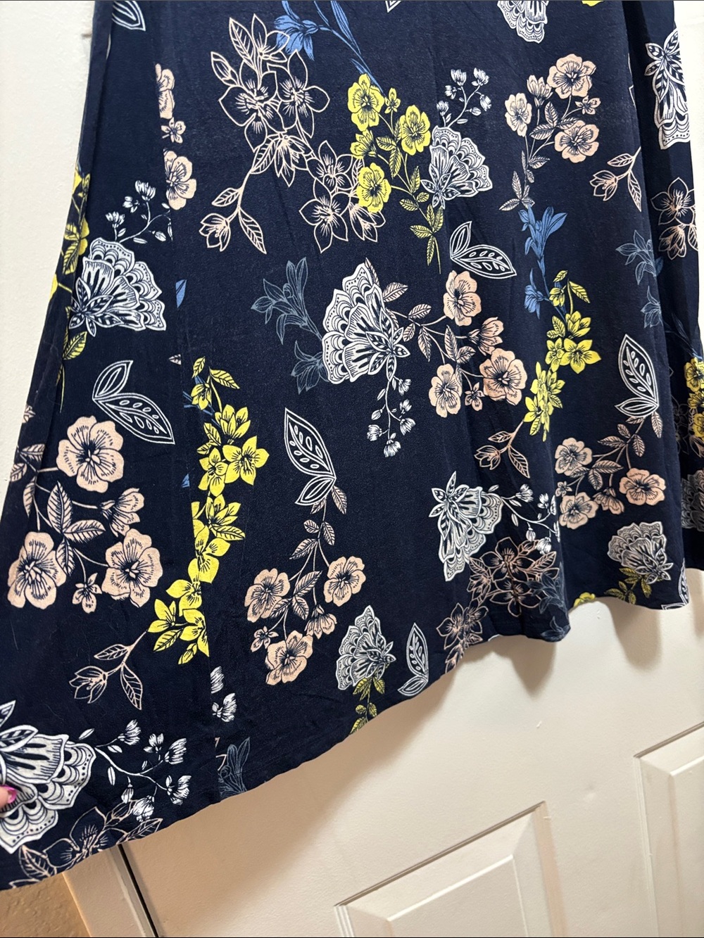LOFT Navy Floral Sleeveless A-Line Dress - Picture 3 of 8